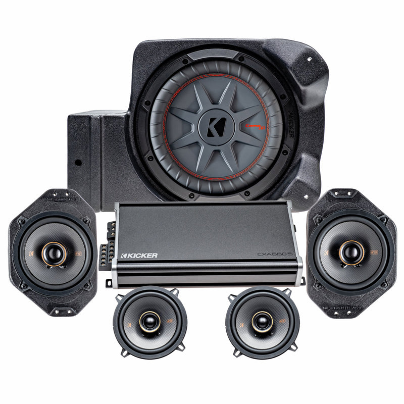 Kicker Plug & Play Full System 4-Speaker, 5-Channel Amp, Sub Bundle Upgrade | '97 - '06 TJ Wrangler