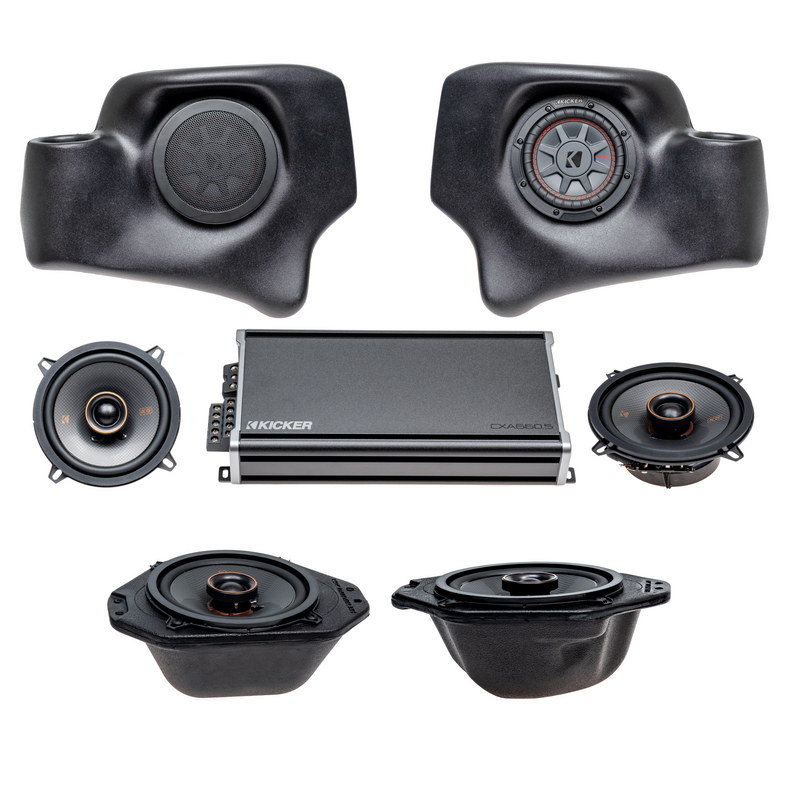 Kicker Plug & Play Full System 4-Speaker, 5-Channel Amp, Sub Bundle Upgrade | '97 - '06 TJ Wrangler