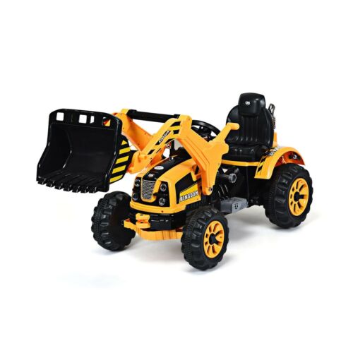 Costway 12V Battery Powered Kids Excavator Truck with Front Loader for Fun Outdoor Play
