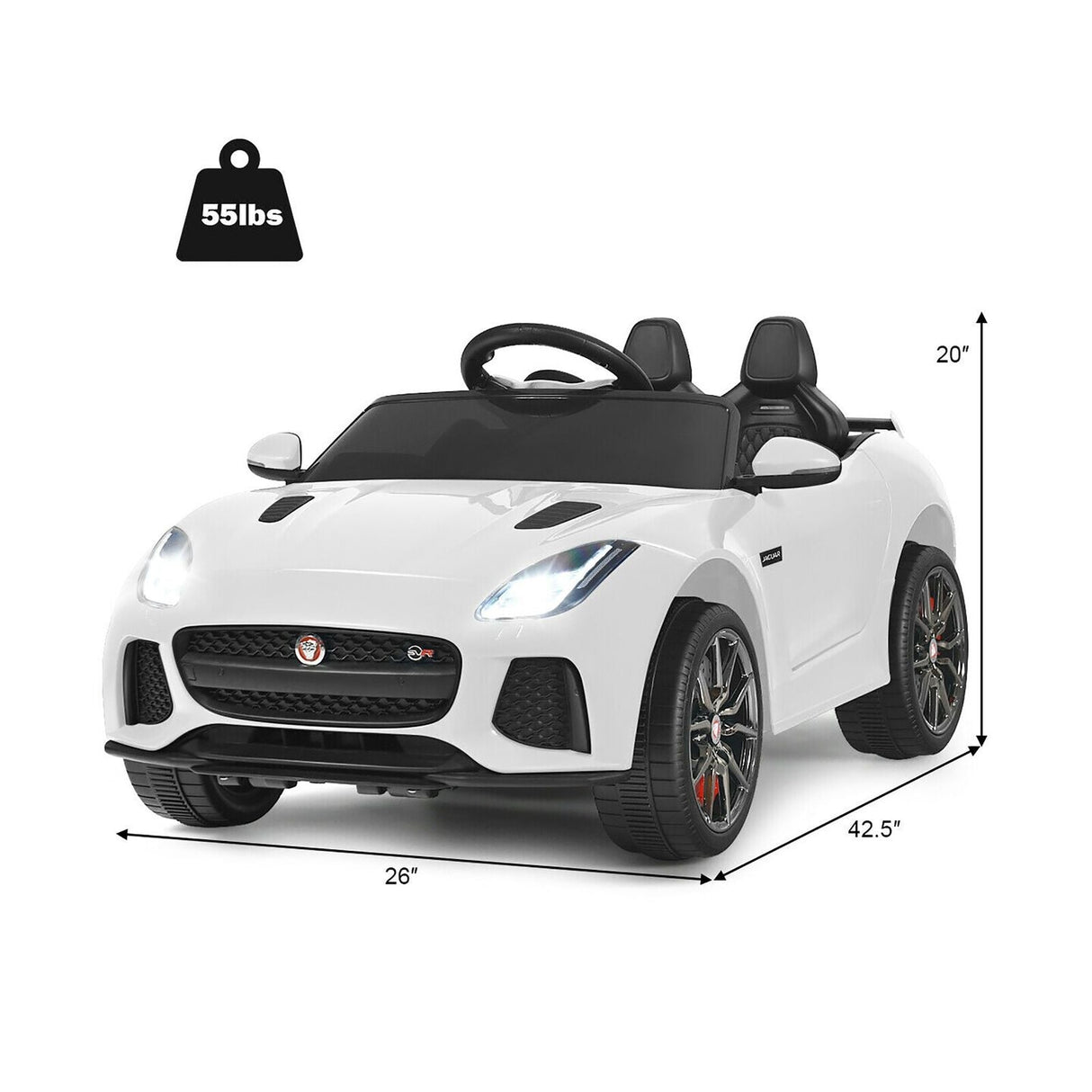 Costway 12V Jaguar F-Type SVR Licensed Kids Ride On Car with Motorized Function