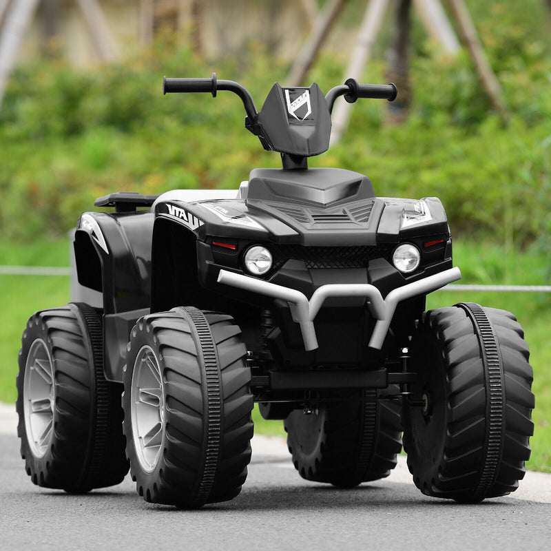 Costway 12V Kids ATV Quad Ride On Car with LED Light & Music - Black