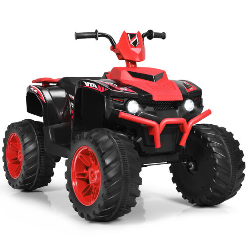 Costway 12V Kids ATV Quad Ride On Car with LED Light & Music in Red