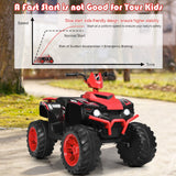 Costway 12V Kids ATV Quad Ride On Car with LED Light & Music in Red