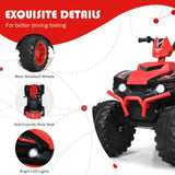 Costway 12V Kids ATV Quad Ride On Car with LED Light & Music in Red