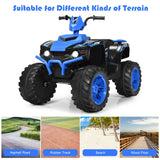 Costway 12V Kids ATV Quad Ride On Car with LED Light & Music - Navy