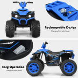 Costway 12V Kids ATV Quad Ride On Car with LED Light & Music - Navy