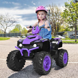 Costway 12V Kids ATV Quad Ride On Car with LED Light & Music - Purple