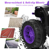 Costway 12V Kids ATV Quad Ride On Car with LED Light & Music - Purple