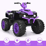 Costway 12V Kids ATV Quad Ride On Car with LED Light & Music - Purple