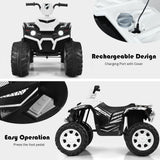 Costway 12V Kids ATV Quad Ride On Car with LED Light & Music - White