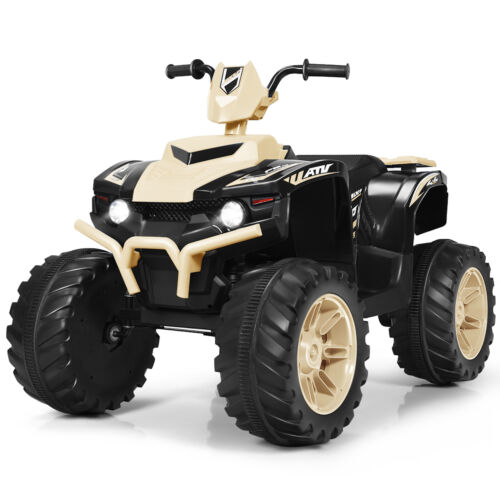 Costway 12V Kids ATV Quad Ride On Car with LED Light & Music - Yellow