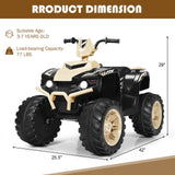 Costway 12V Kids ATV Quad Ride On Car with LED Light & Music - Yellow