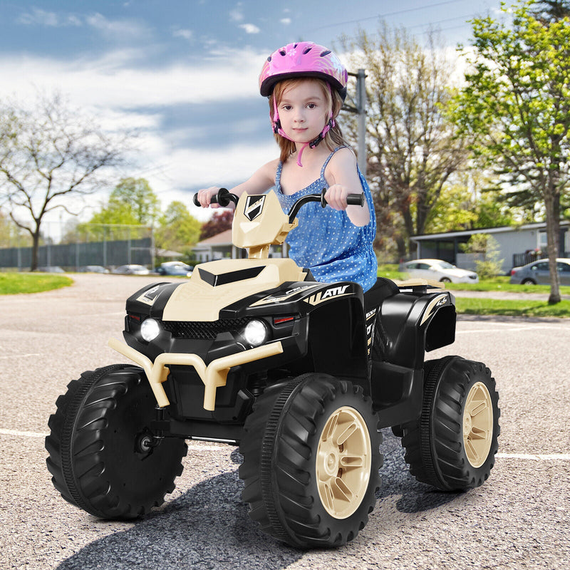 Costway 12V Kids ATV Quad Ride On Car with LED Light & Music - Yellow