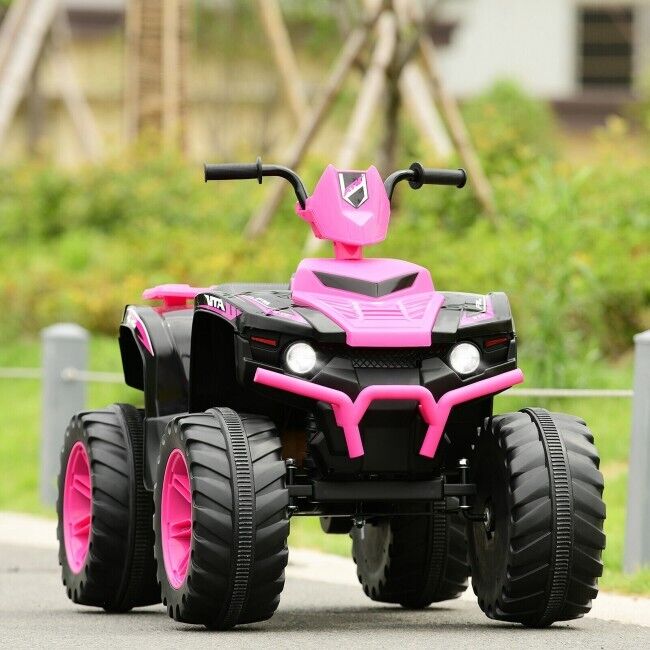 Costway 12V Kids Electric ATV Quad Ride On Car with LED Light and Music in Pink