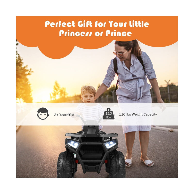 Costway 12V Kids Electric ATV Quad with MP3 Player and LED Lights - 2 Speed Ride On Car