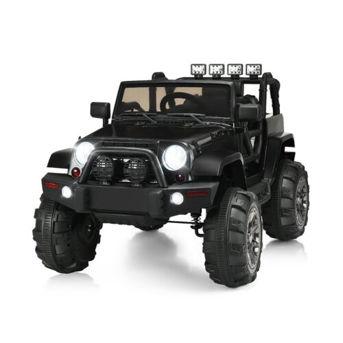 Costway 12V Kids Ride On Truck Car with Remote Control, MP3 Music, and LED Lights in Black