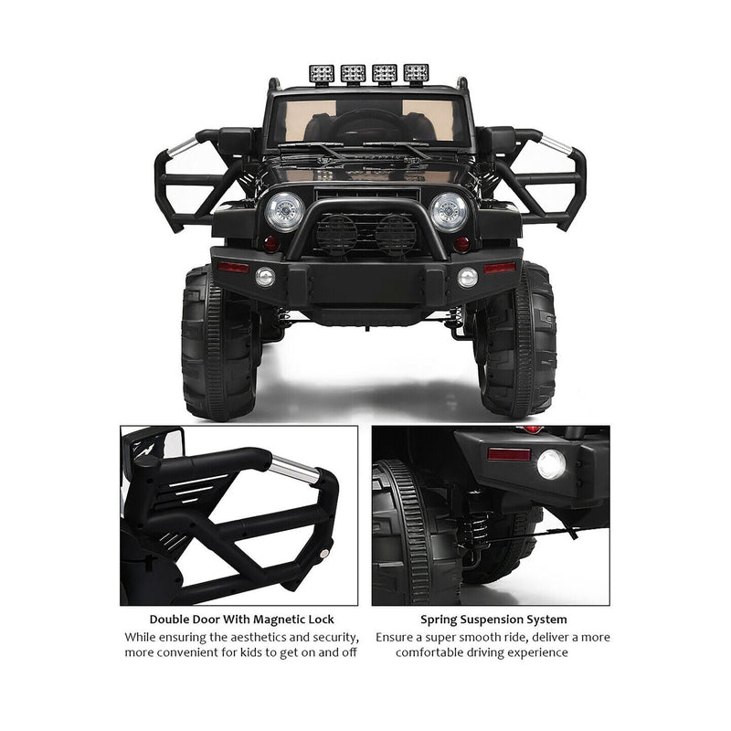 Costway 12V Kids Ride On Truck Car with Remote Control, MP3 Music, and LED Lights in Black