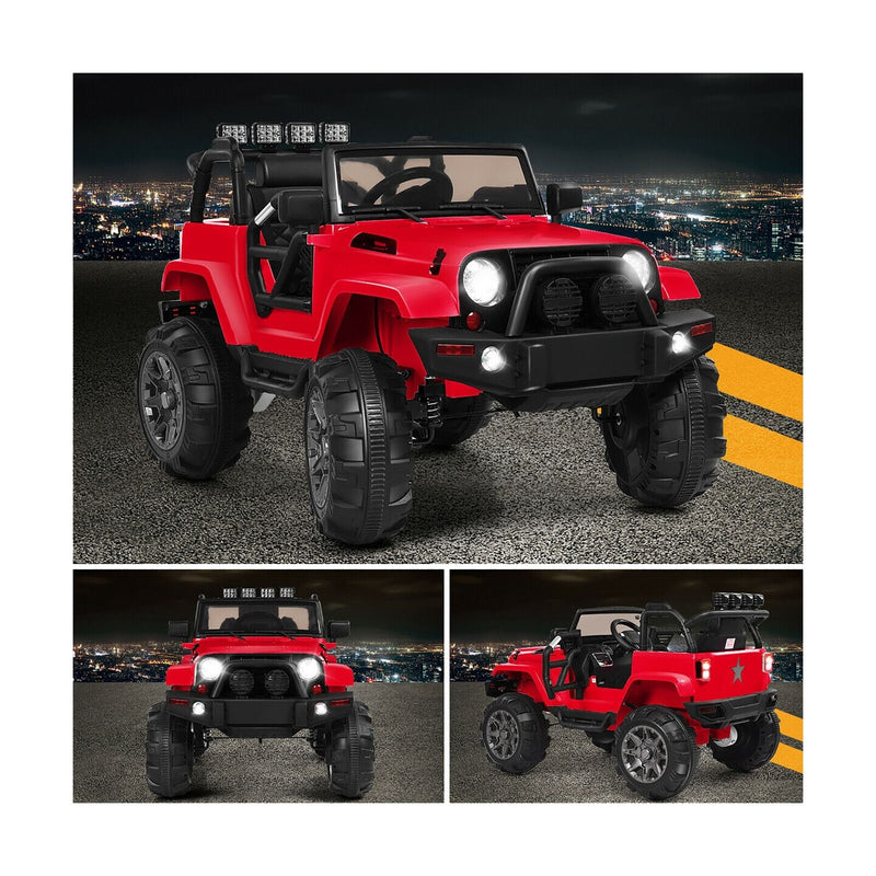 Costway 12V Kids Ride On Truck Car with Remote Control, MP3 Music, and LED Lights in Red