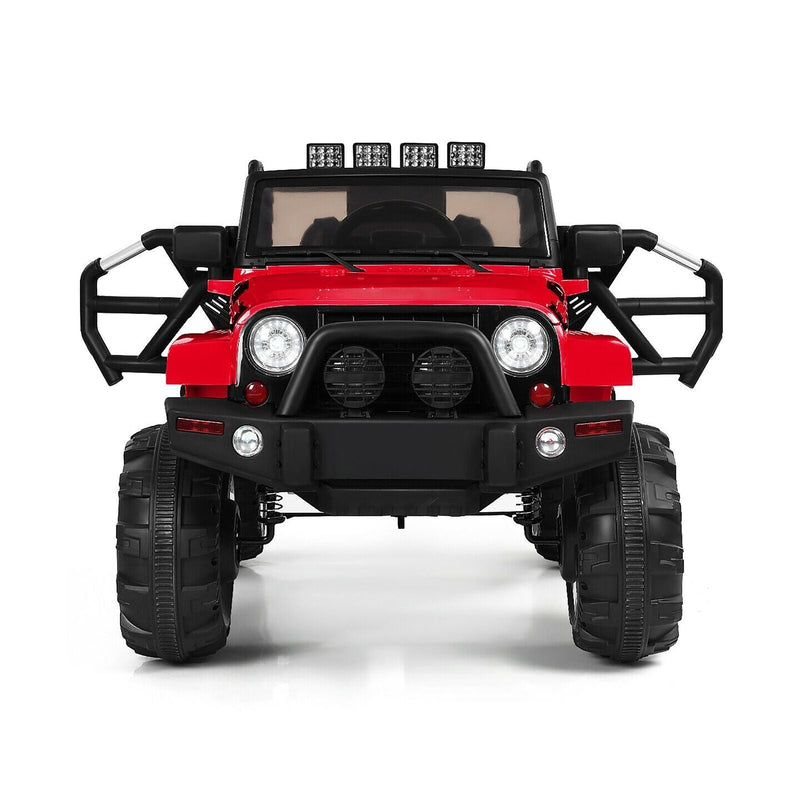 Costway 12V Kids Ride On Truck Car with Remote Control, MP3 Music, and LED Lights in Red