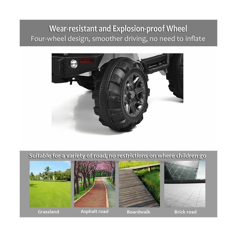 Costway 12V Kids Ride On Truck Car with Remote Control, MP3 Music, and LED Lights in White