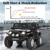 Costway 12V Kids Ride On Truck with Remote Control, Lights, and Music - Black