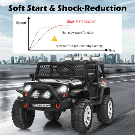 Costway 12V Kids Ride On Truck with Remote Control, Lights, and Music - Black