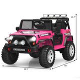 Costway 12V Kids Ride On Truck with Remote Control, Lights, and Music - Pink