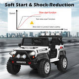 Costway 12V Kids Ride On Truck with Remote Control, Lights, and Music - White