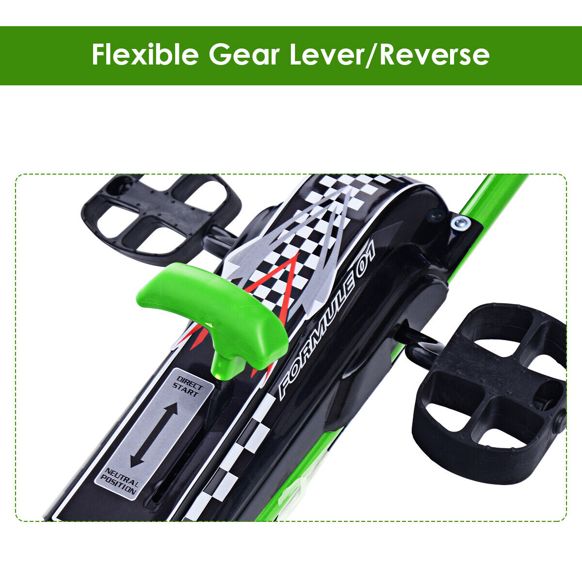 Costway 4-Wheel Pedal Go Kart for Kids with Adjustable Seat - Green