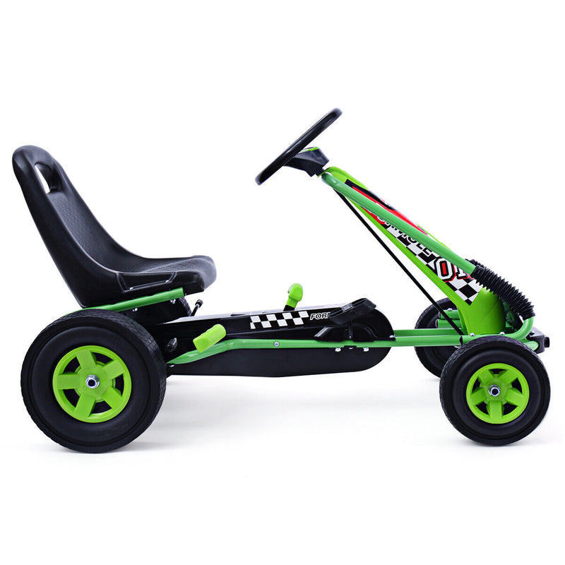 Costway 4-Wheel Pedal Go Kart for Kids with Adjustable Seat - Green