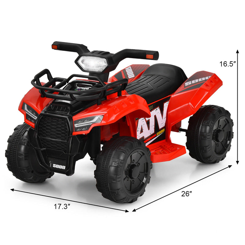 Costway 6V Kids ATV Quad Electric Ride On Car Toy with LED Light and MP3 Player in Red