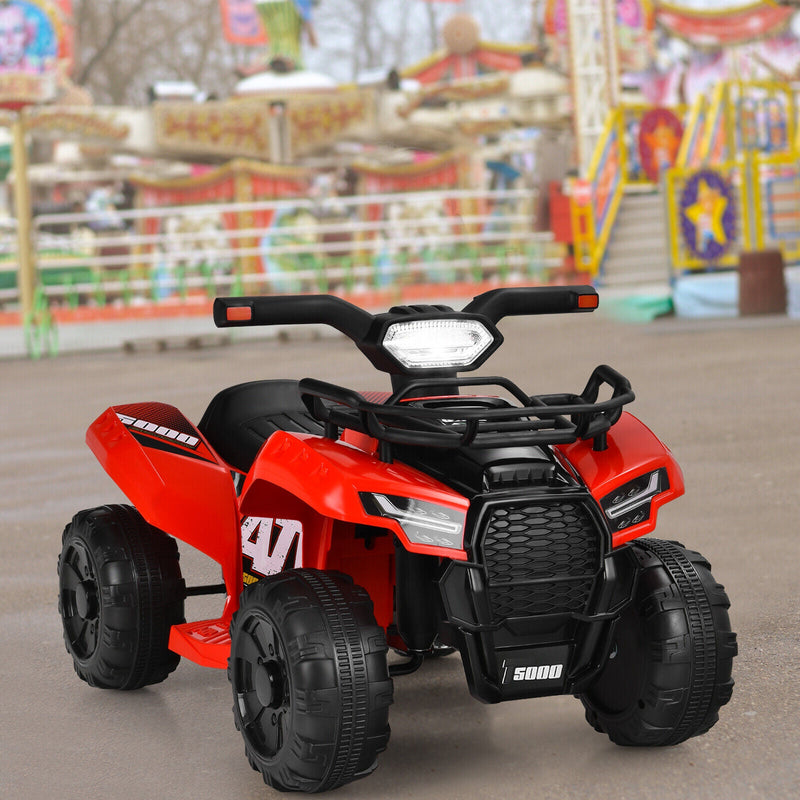 Costway 6V Kids ATV Quad Electric Ride On Car Toy with LED Light and MP3 Player in Red