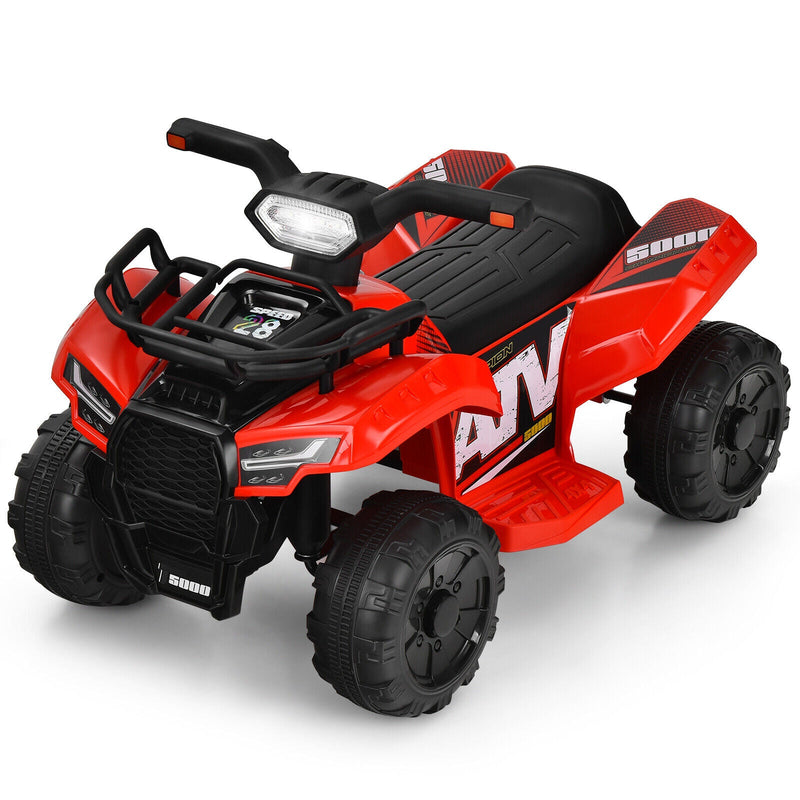 Costway 6V Kids ATV Quad Electric Ride On Car Toy with LED Light and MP3 Player in Red