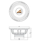 Crescendo Audio UN-8 8" 300W RMS Midrange Loudspeaker 4-Ohm (Single)
