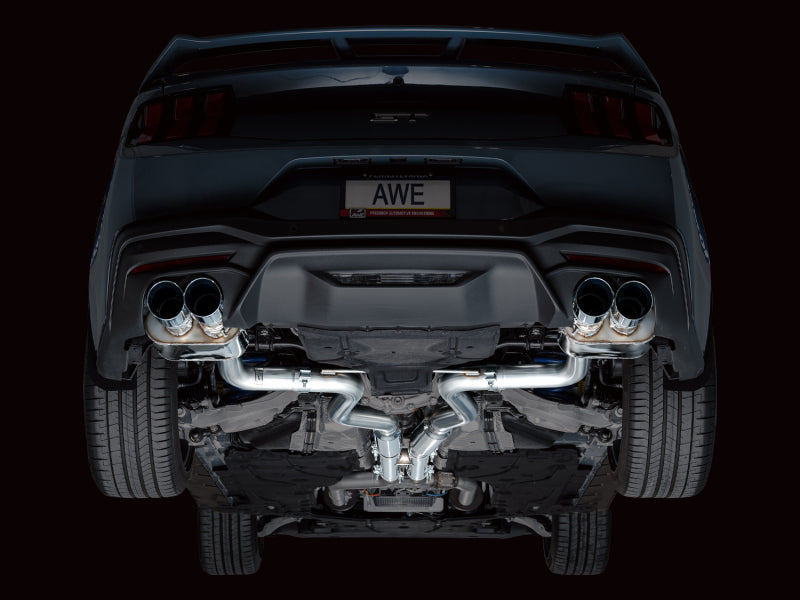 AWE 2024 Ford Mustang GT Fastback S650 RWD SwitchPath Catback Exhaust w/ Quad Chrome Silver Tips