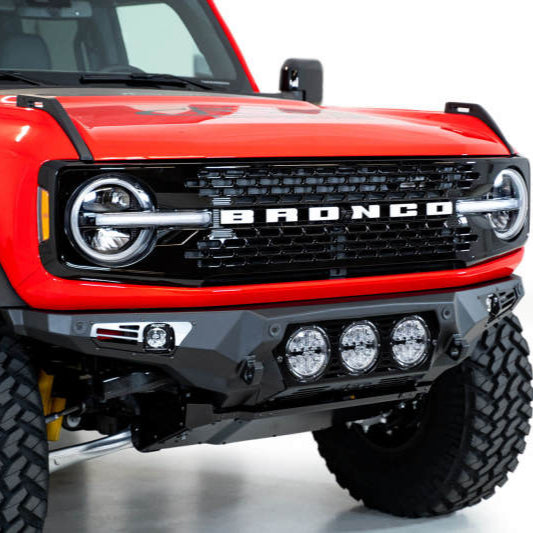 Addictive Desert Designs Bomber Front Bumper with Rigid 360 Mounts and D-Rings | 2021+ Ford Bronco