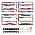 Trucktok 2Pcs Stainless Steel American Flag License Plate Frame Patriotic USA Flag Car Tag Holder TruckTok