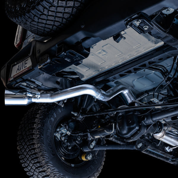 AWE Tuning 0FG Single Rear Exit Exhaust with BashGuard and Chrome Silver Tip | 2021+ Ford Bronco