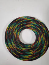 25 FT 1/2" BLACK WITH RED YELLOW GREEN STRIPE PET EXPANDO SLEEVING BRAID AC/DC WIRE AND SUPPLY