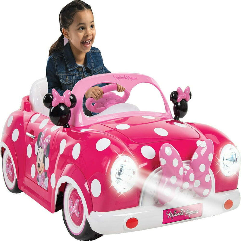 Disney Minnie Mouse 6V Electric Ride-On Convertible Car for Kids 3+ Years by Huffy