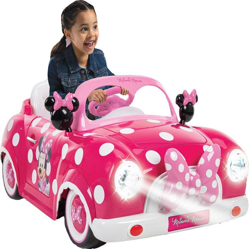 Disney Minnie Mouse Convertible 6-Volt Electric Ride-On Car for Young Fans