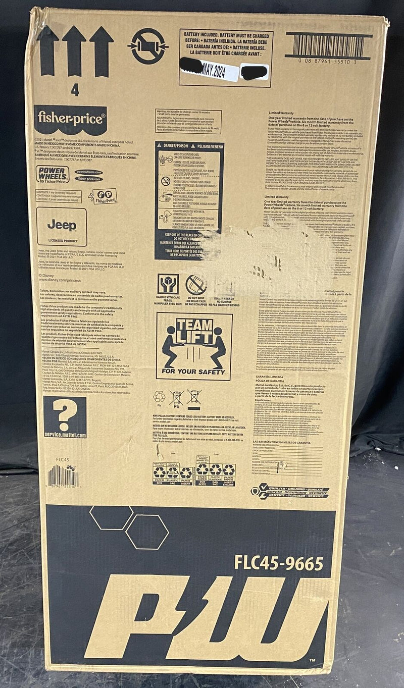 Disney Princess Jeep Wrangler FLC45-9665: Brand New and Sealed Power Wheels Ride-On