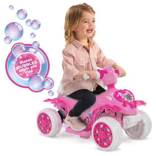 Disney Princess Pink Electric Ride-On Car for Little Girls with LED Lights and Sound Effects
