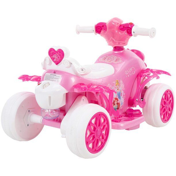 Disney Princess Pink Electric Ride-On Car for Little Girls with LED Lights and Sound Effects