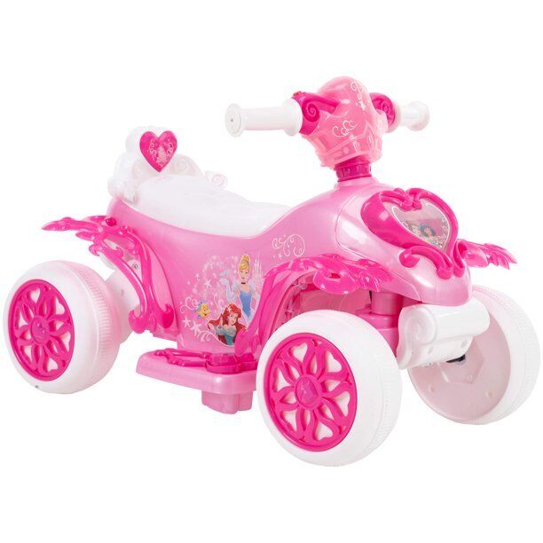 Disney Princess Pink Electric Ride-On Car for Little Girls with LED Lights and Sound Effects