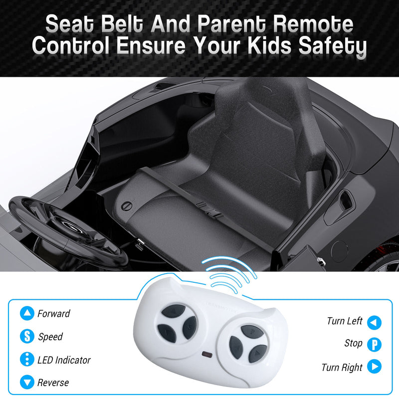 Double Door 12V Electric Ride-On Car for Kids with 2 Speed Options