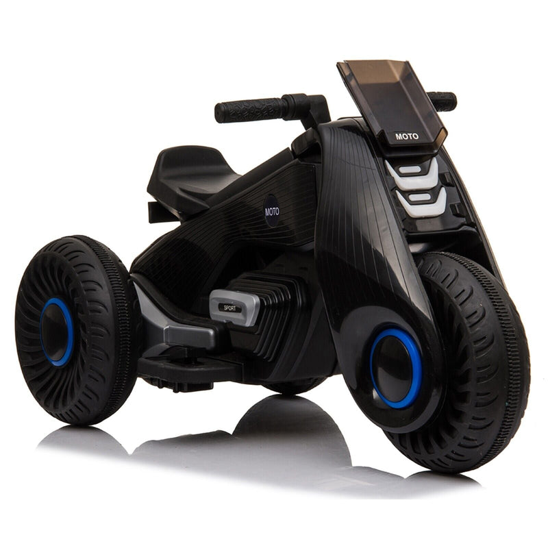 Double Drive 6V Kids Electric Motorcycle with 3 Wheels - Black