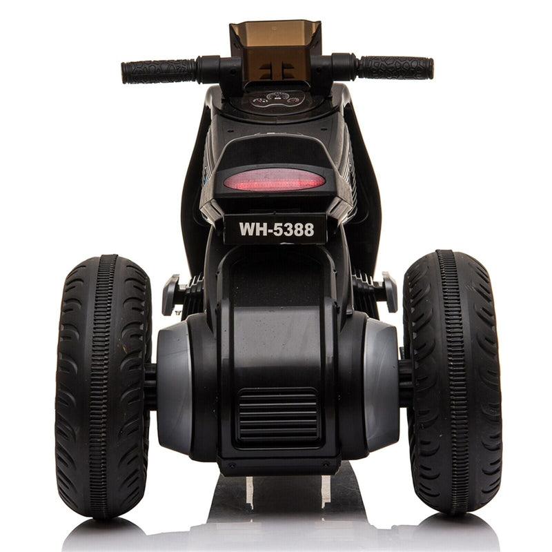 Double Drive 6V Kids Electric Motorcycle with 3 Wheels - Black