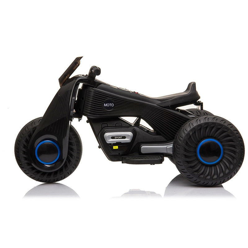 Double Drive 6V Kids Electric Motorcycle with 3 Wheels - Black