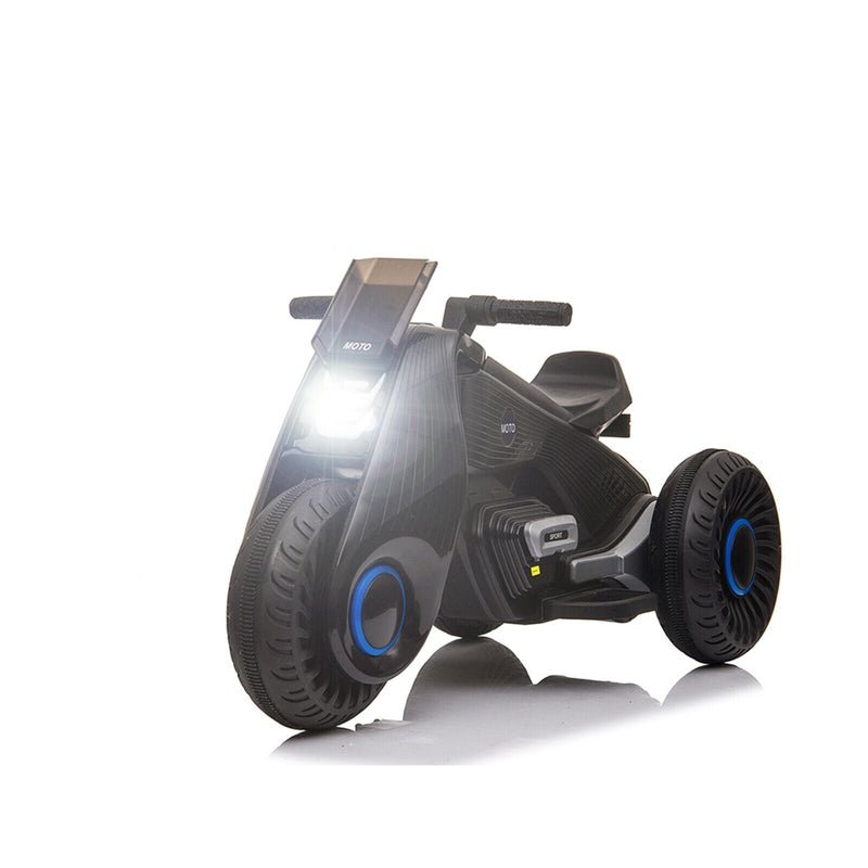 Double Drive 6V Kids Electric Motorcycle with 3 Wheels - Black